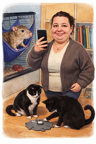 Kvinde med kæledyr og selfie